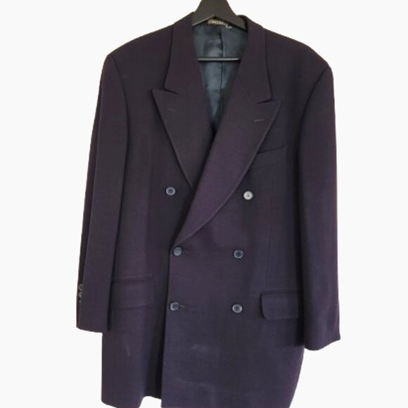 Calvin Klein Men Black Suit Jacket Double Breasted Lapel Collar - Picture 1 of 9